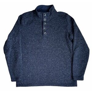 Mens Red head Brand Co Sweater Henley Pullover  Size L Blue Fleece Lined